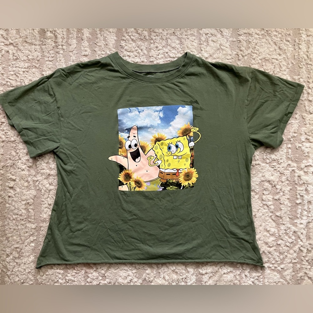 Excellent Condition Nickelodeon SpongeBob Squarepants Loose Fitting Crop Top 2XL